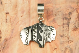 Beautiful Sterling Silver Buffalo Pendant. Free 18